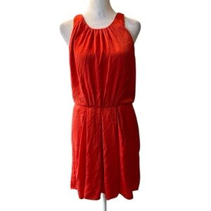 Rebecca Taylor orange a line dress with front pleats‎ size 8